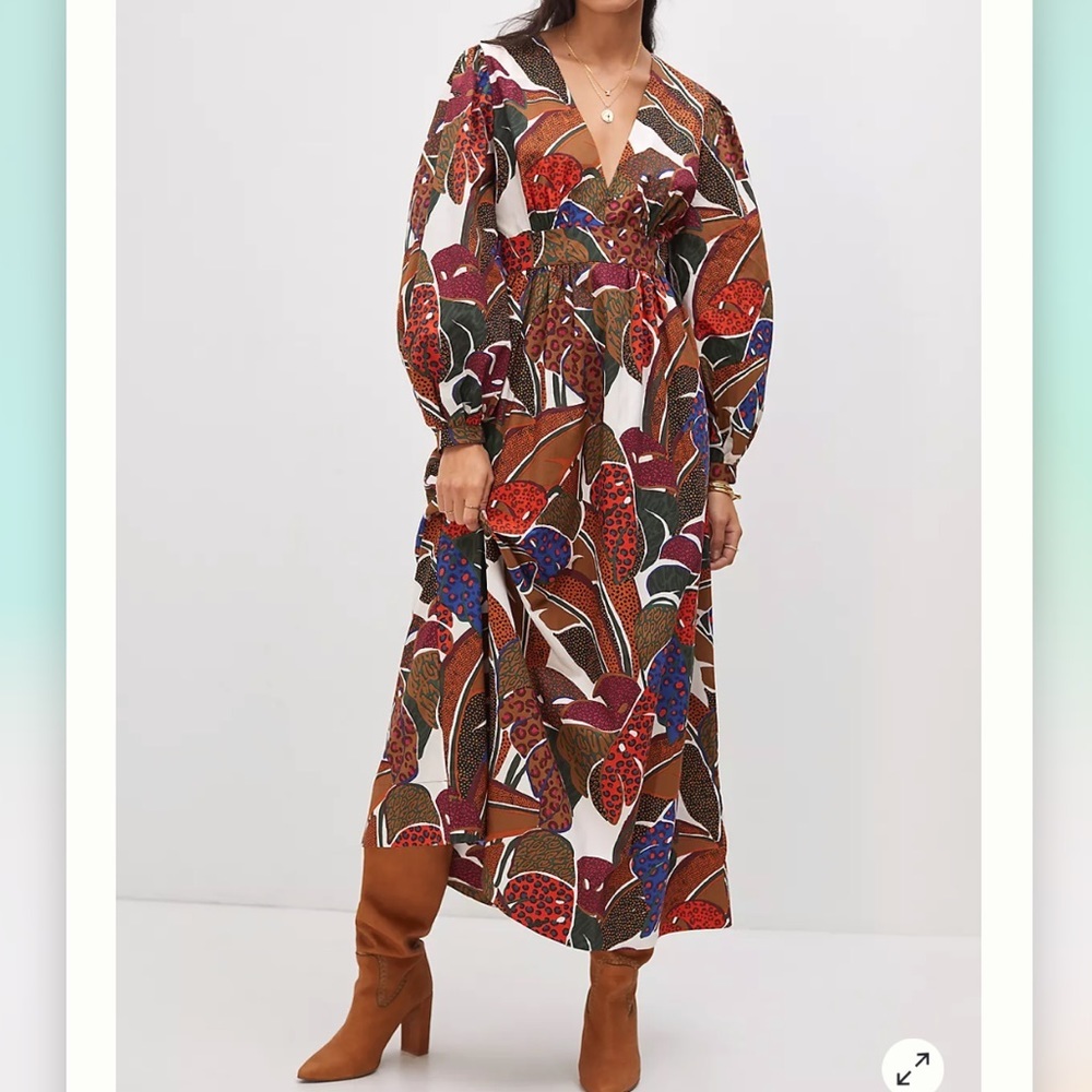 Anthropologie Farm Rio Deep V-Neck Maxi Dress NWT